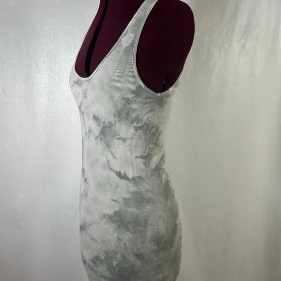 Enza Costa Silk Blend Ribbed Tank Midi Dress in Vapor Ionic Gray Sz L Tie Dye - Picture 7 of 14
